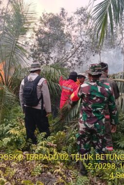 Hotspot Terdeteksi di Buana Murti, Polsek Pulau Rimau Bersama Tim Gabungan Padamkan Titik Api